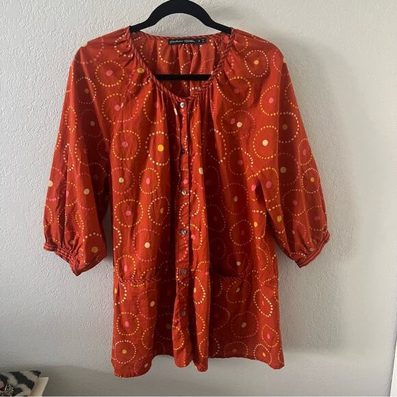 Gudrun Sjöden Orange Button-Front Tunic Top - Picture 1 of 7